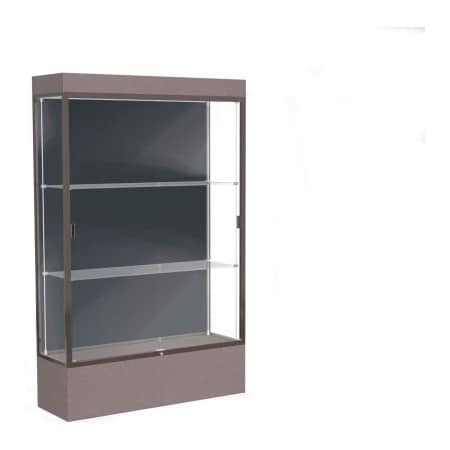 Waddell Display Case Of Ghent Edge Lighted Floor Case, Slate Back, Dark Bronze Frame, 12" Morro Zephyr Base, 48"W x 76"H x 20"D 94LFSL-BZ-MZ